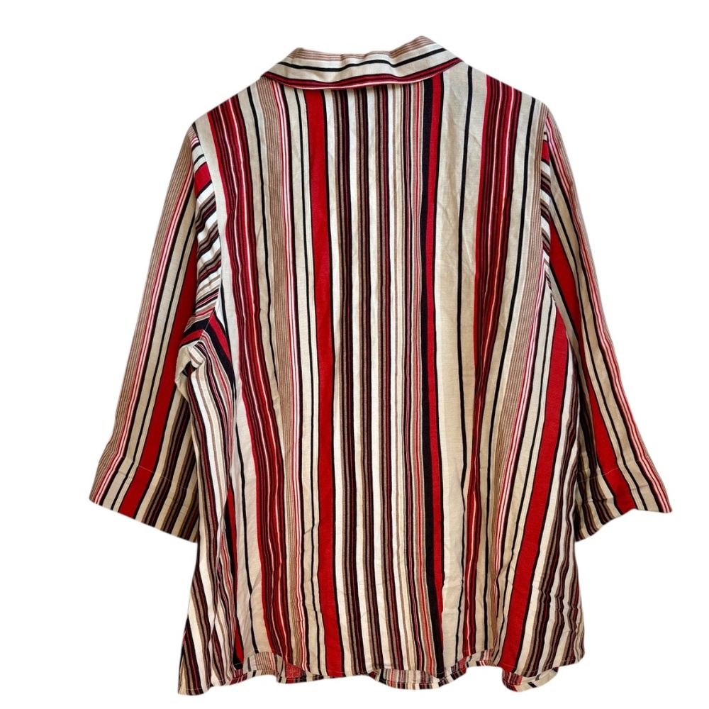 Lane Bryant Shirt Women 18/20 Plus Red Striped Button Up Collared 3/4 Sleeve - Picture 2 of 8